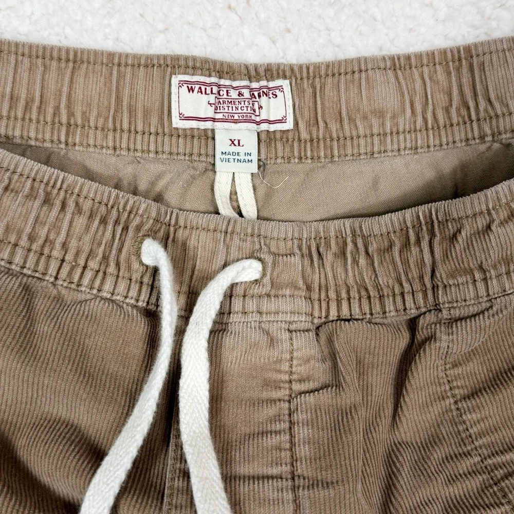Wallace & Barnes Mens XL Corduroy Shorts Khaki Brown Elastic Waist‎
